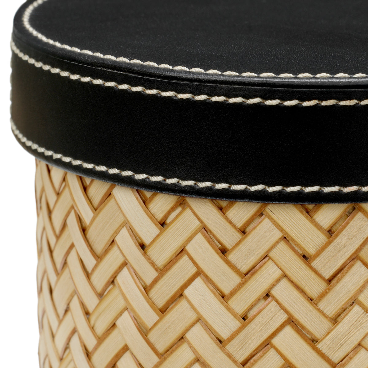 Zestaw na biurko Taos, black leather, natural rattan, komplet 2 szt.