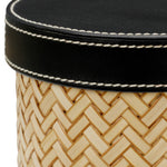 Zestaw na biurko Taos, black leather, natural rattan, komplet 2 szt.