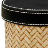 Zestaw na biurko Taos, black leather, natural rattan, komplet 2 szt.