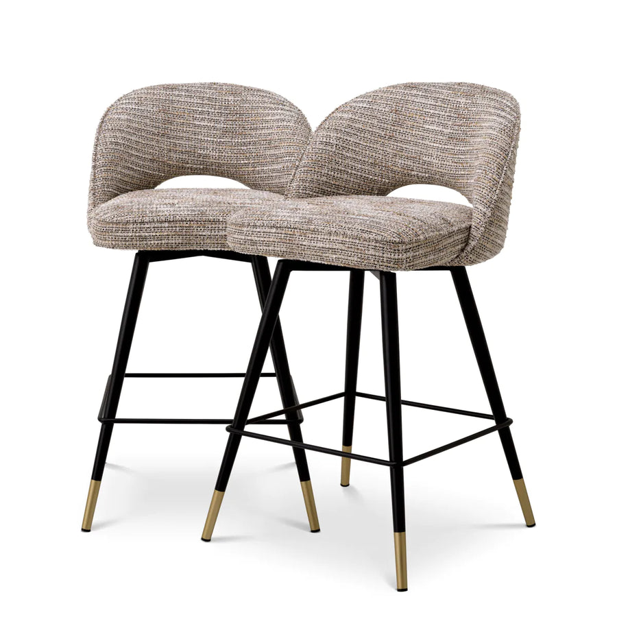 Set of two Eichholtz Cliff bar stools in Mademoiselle beige