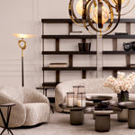 Antique brass finish | black finish | white glass | honed black marble base