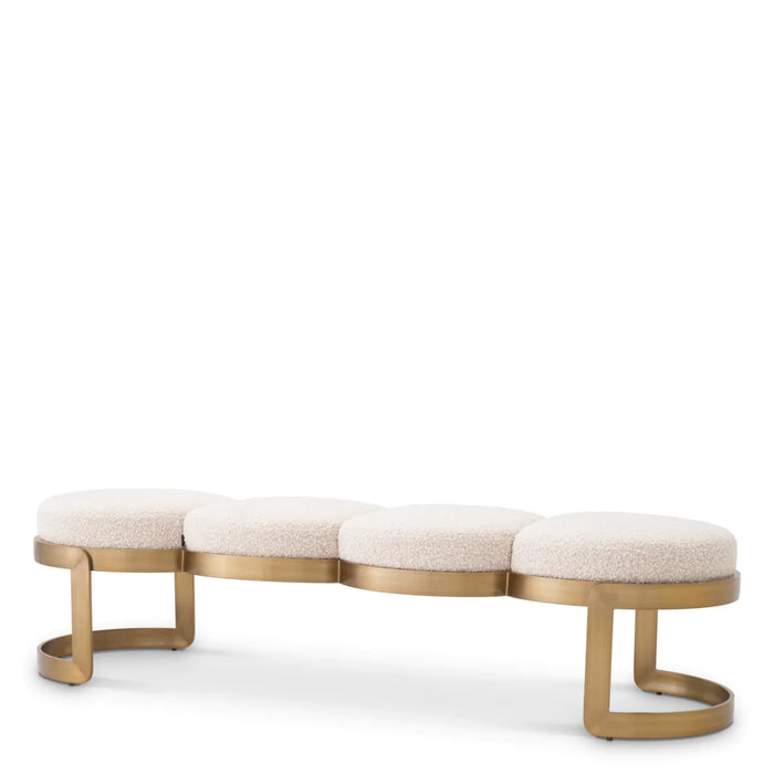 Ławka Eichholtz Newport w tkaninie Bouclé Craem