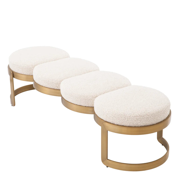 Ławka Eichholtz Newport w tkaninie Bouclé Craem