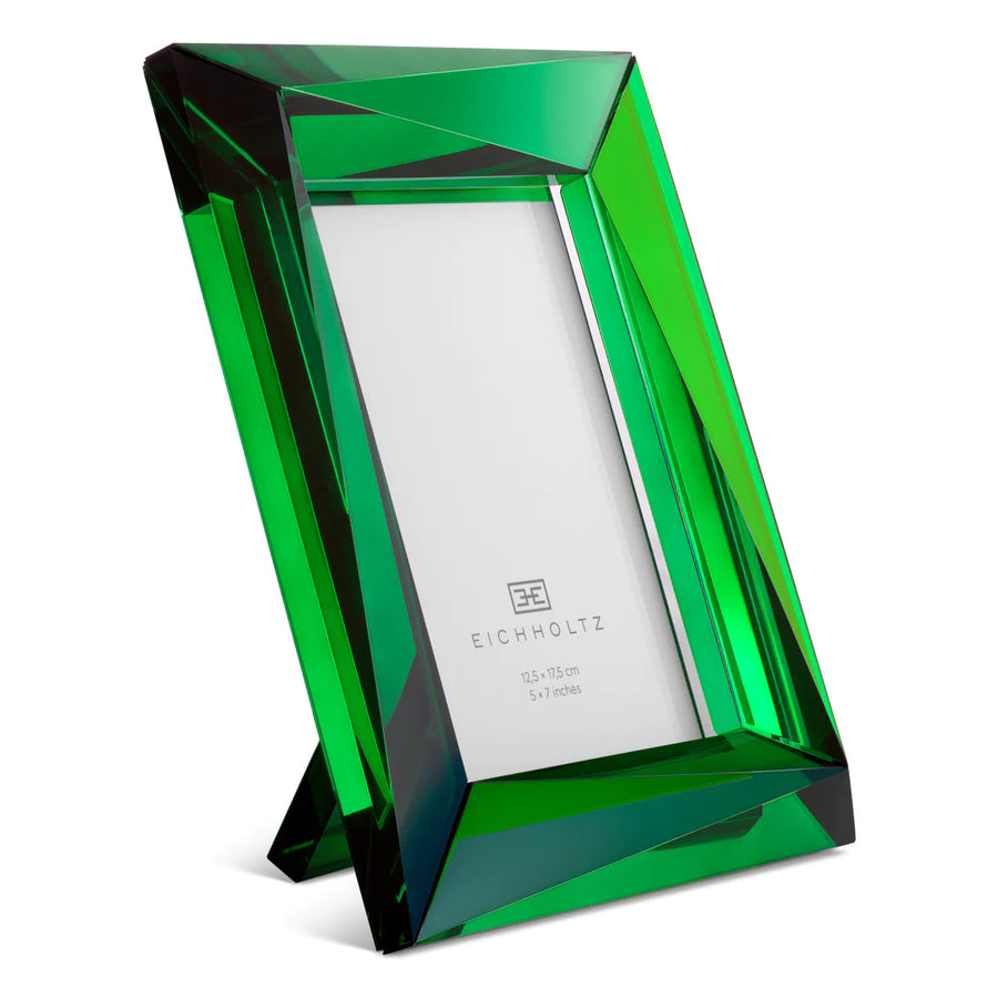 Eichholtz Obliquity L photo frame, green crystal glass