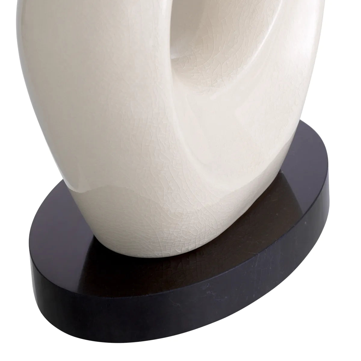 Crackled white ceramic | antique brass finish | black granite base