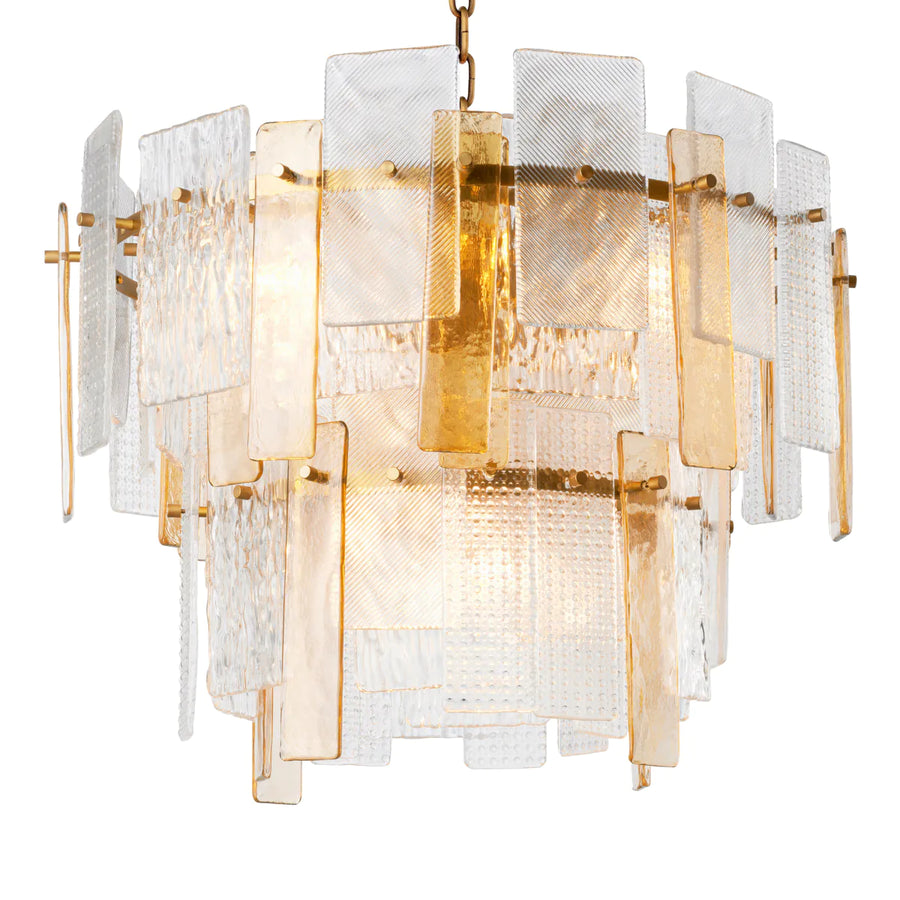 Textured glass | antique brass finish 