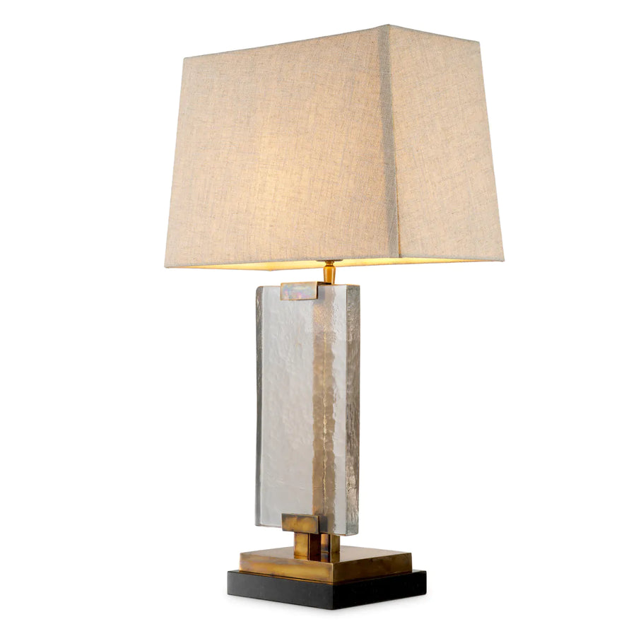 Vintage brass finish | handblown glass | black granite base
