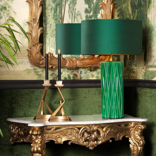 Crackled green ceramic | antique brass finish