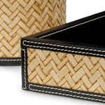 Zestaw na biurko Taos, black leather, natural rattan, komplet 2 szt.