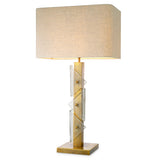 Lampa stołowa Mirabella, wykończenie mosiądz vintage, z abażurem