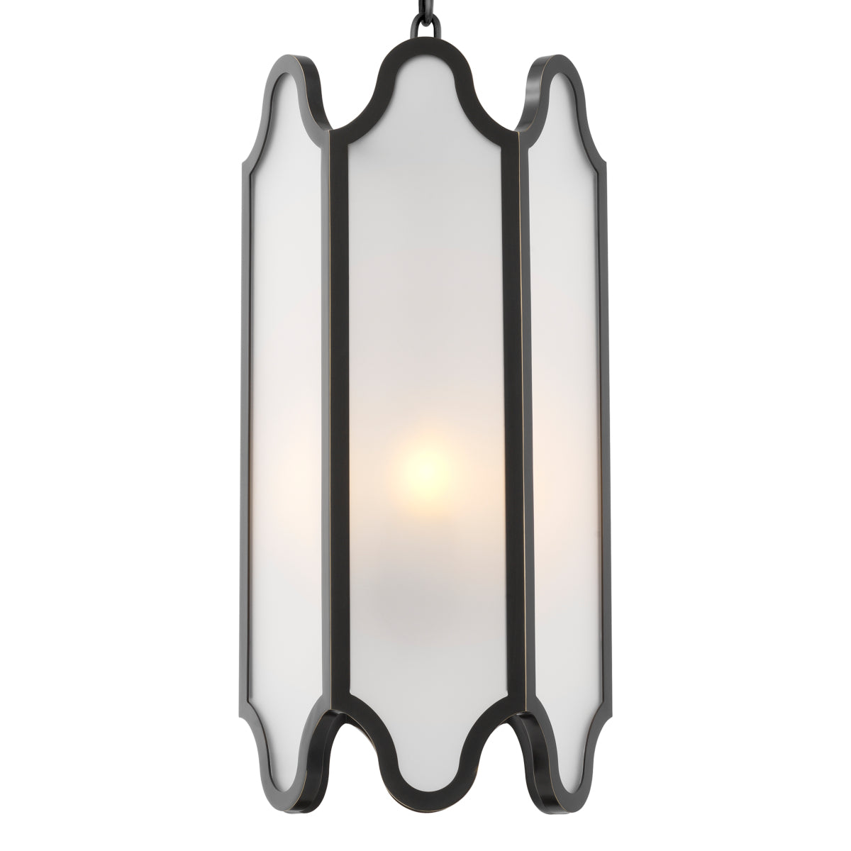 Lampa wisząca Rockefeller, wykończenie brązowe z połyskiem, białe szkło
