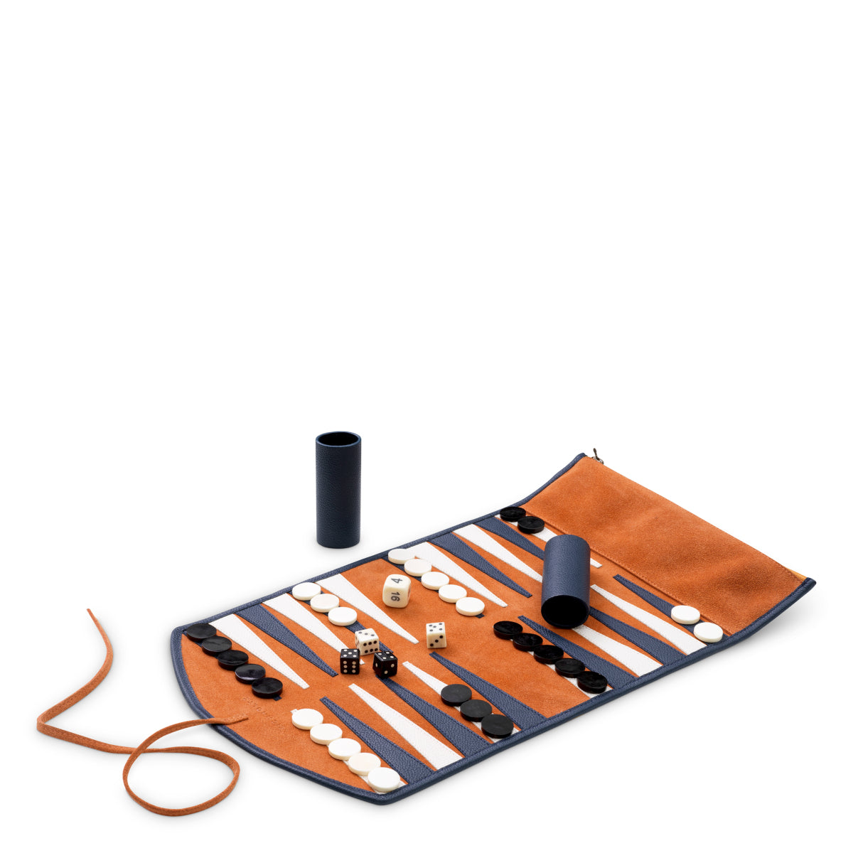 Backgammon Monte Lago, zestaw podróżny, blue leather, orange suede