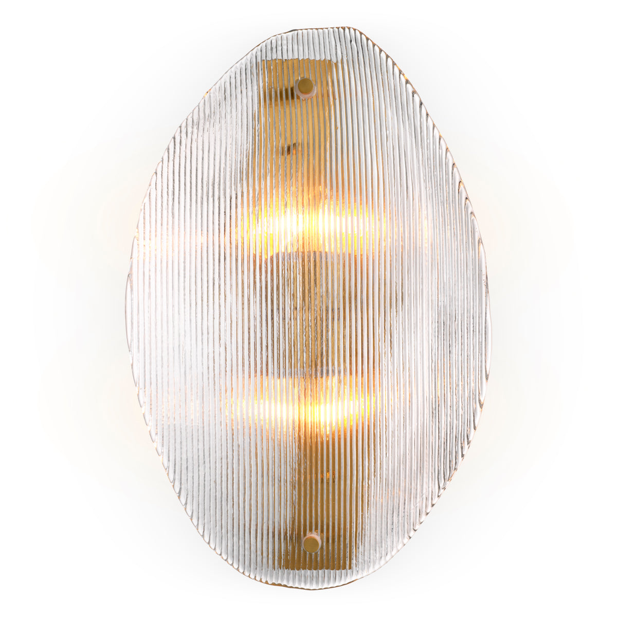 Lampa ścienna Hibis – wykończenie w postarzanym mosiądzu, przezroczyste szkło