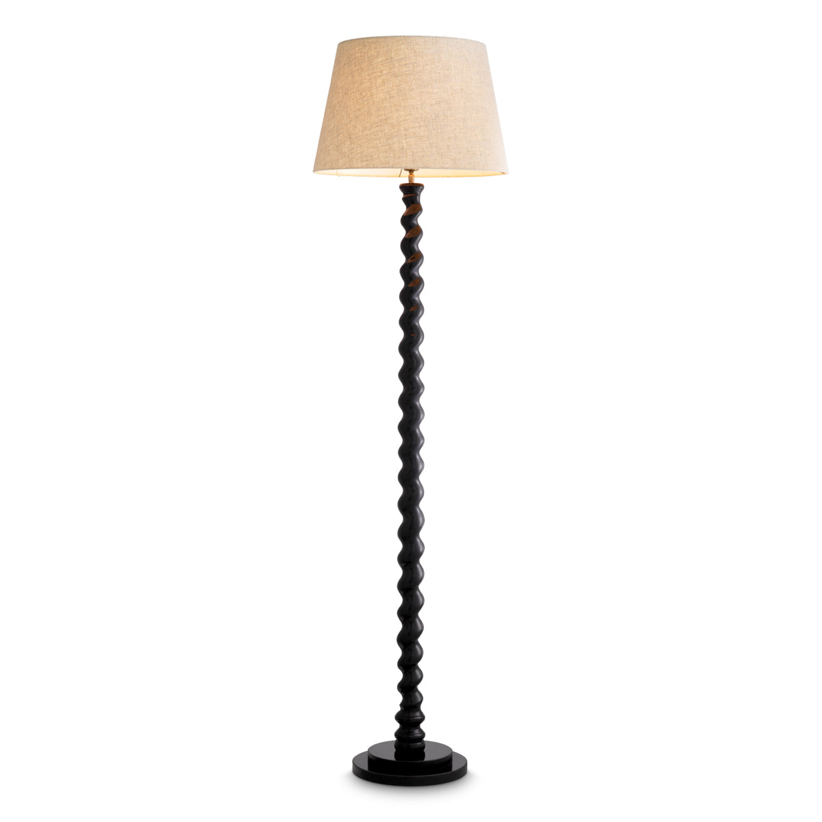 Lampa podłogowa Massimo, wykończenie czarny fortepian, z abażurem