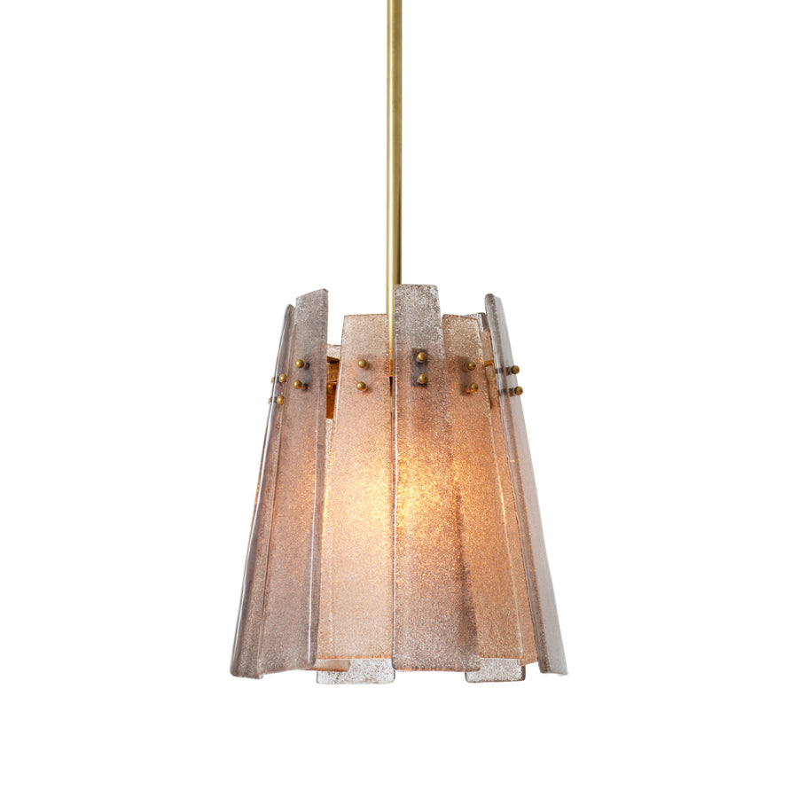 Lampa wisząca Cortese, wykończenie mosiądz vintage, szkło w kolorze szargego dymu