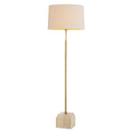 Lampa podłogowa Rialta, trawertyn, wykończenie mosiądz vintage, z abażurem