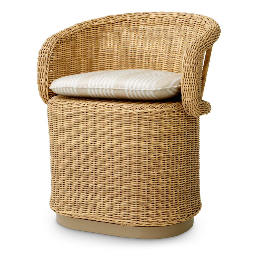 Ogrodowe krzesło stołowe San Remo, sztuczny rattan, tkanina Saville, beż