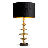 Lampa stołowa Rosetti, wykończenie w mosiądzu vintage, klosz w zestawie