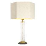Lampa stołowa Harmonis, wykończenie mosiądz vintage, z abażurem
