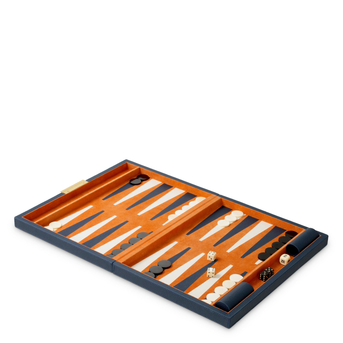 Backgammon South Shore, zestaw prezentowy, blue leather, orange suede