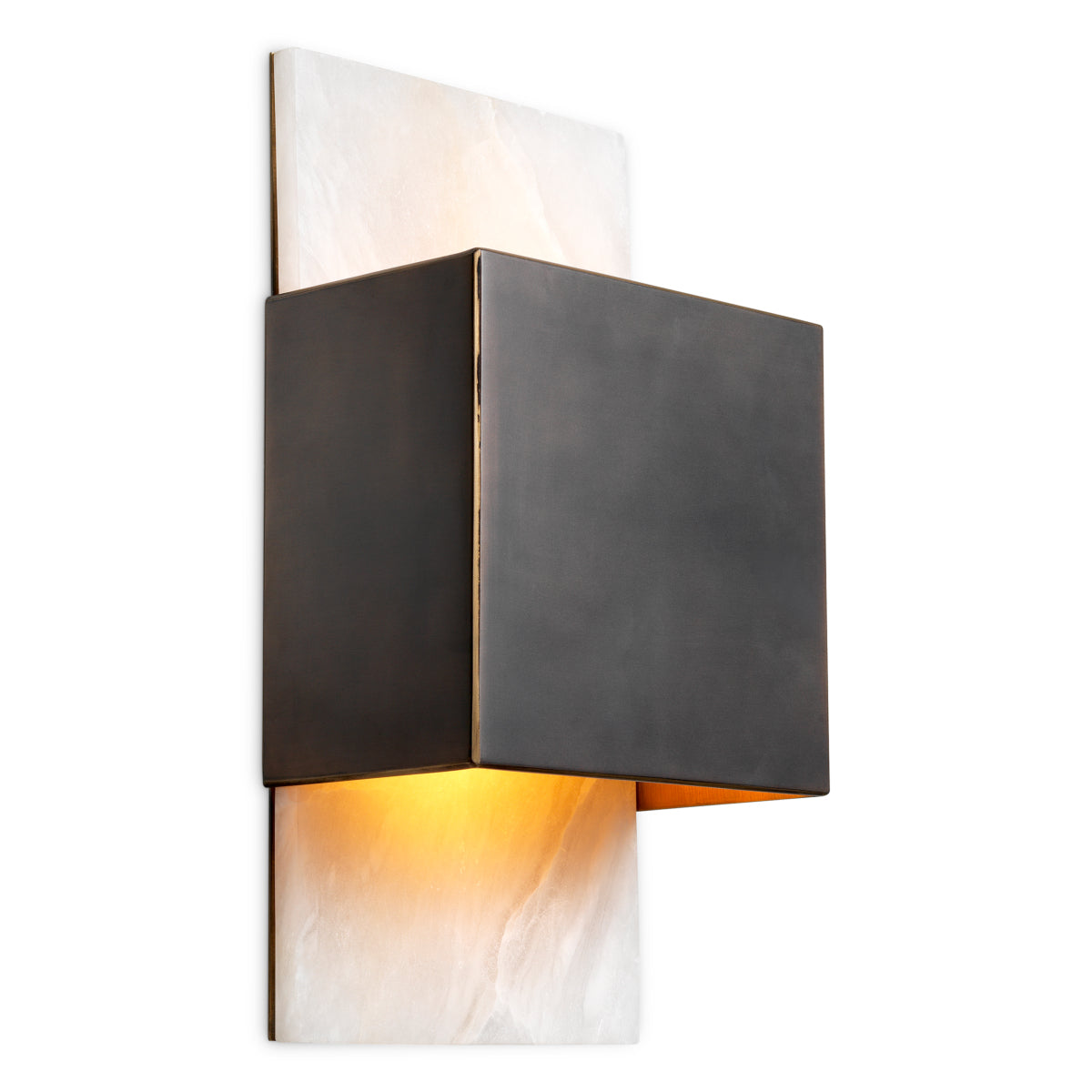 Lampa ścienna Mantova, wykończenie bronze highlight, alabaster