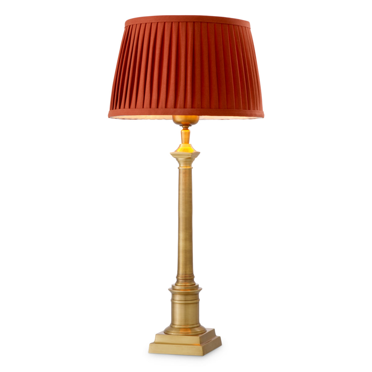 Lampa stołowa Cologne S antique brass finish incl pleated orange shade