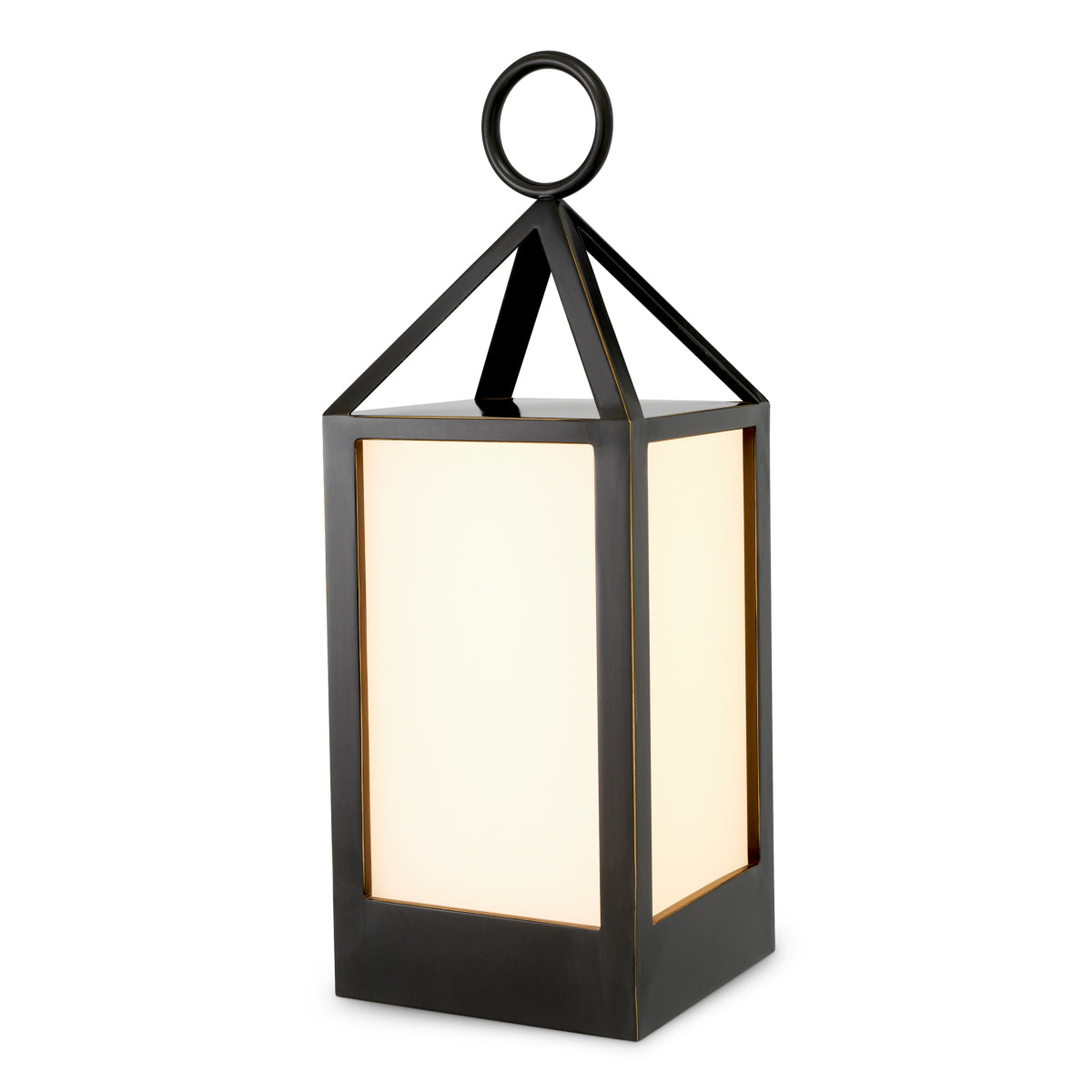Lampa ogrodowa Riserva S, wykończenie brązowe z połyskiem, białe szkło