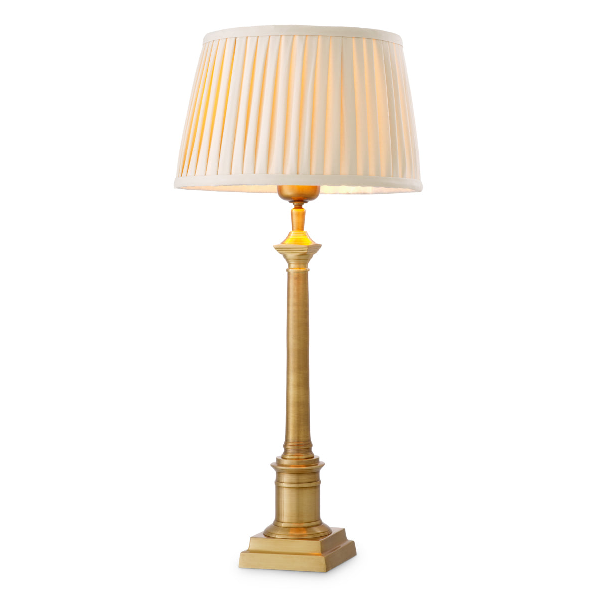 Lampa stołowa Cologne S antique brass finish incl pleated beige shade