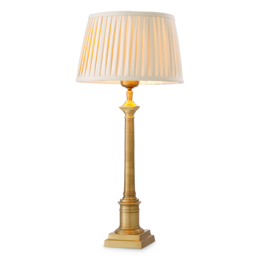 Lampa stołowa Cologne S antique brass finish incl pleated beige shade