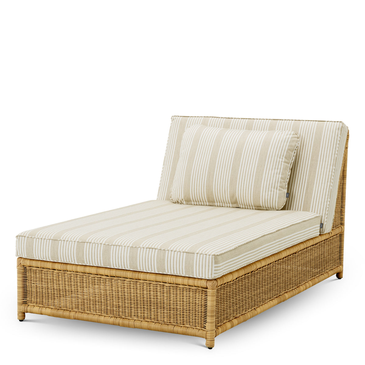 Modułowe łoże ogrodowe Hampton Single, sztuczny rattan, tkanina Saville, beż