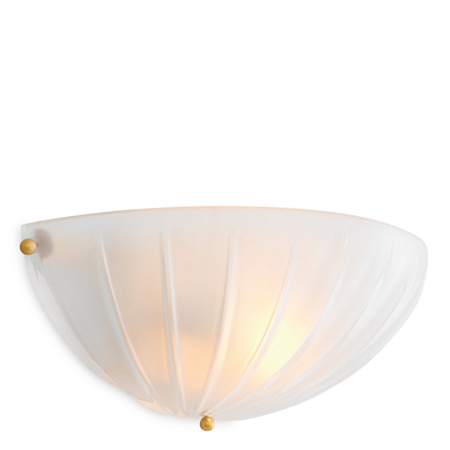 Lampa ścienna Maranello, wykończenie w postarzanym mosiądzu, mrożone szkło