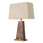Lampa stołowa Gaultier, brązowa marketeria ze słomy, z abażurem