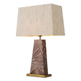 Lampa stołowa Gaultier, brązowa marketeria ze słomy, z abażurem