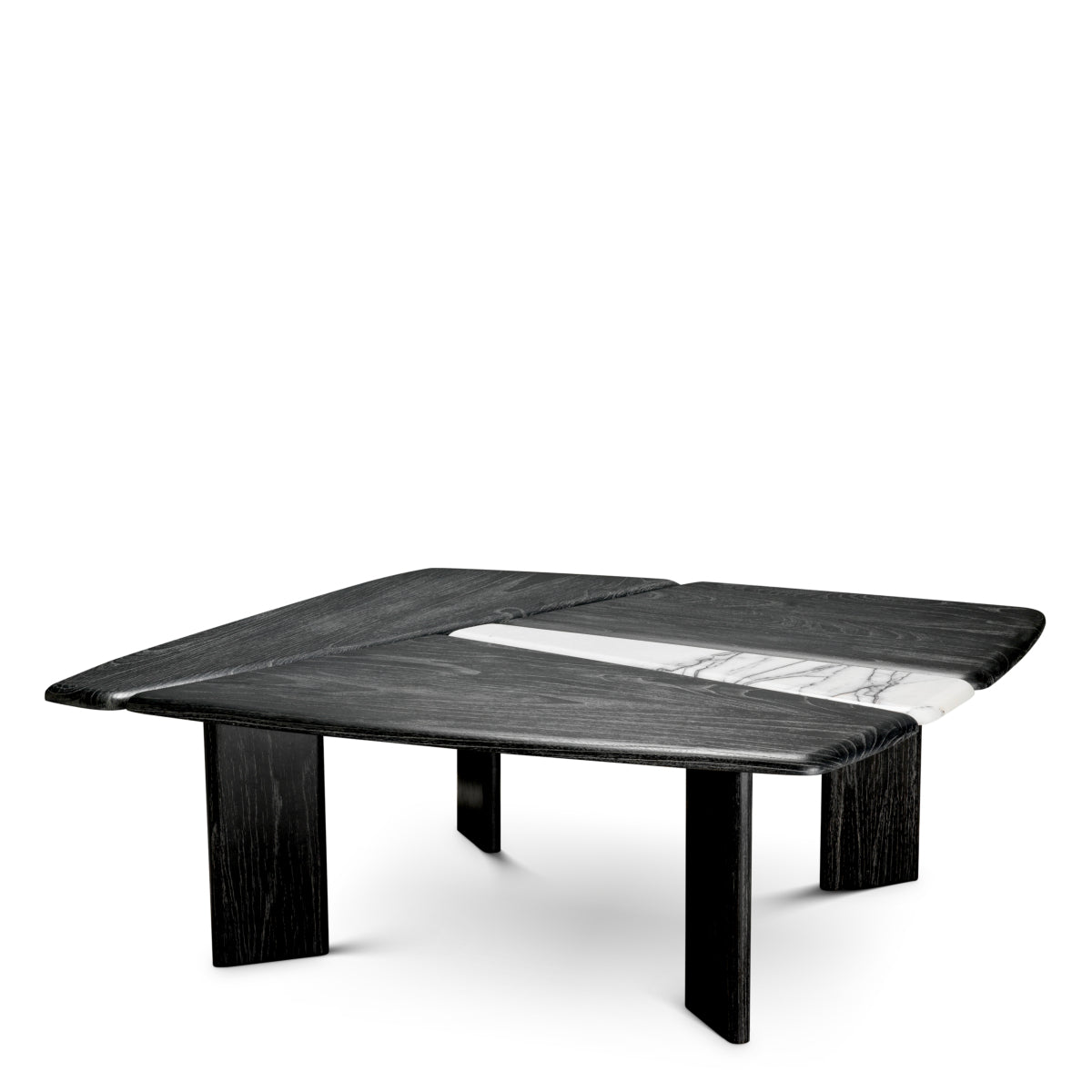 Stolik kawowy Brinton, charcoal grey, lite drewno, biały marmur