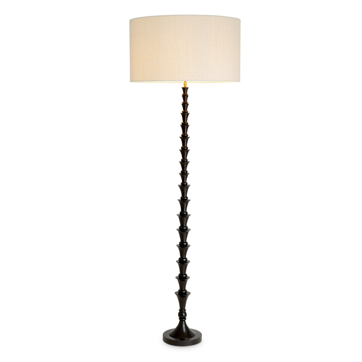 Lampa podłogowa Arabella, wykończenie czarny fortepian, z abażurem
