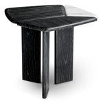 Stolik boczny Brinton, charcoal grey, lite drewno, biały marmur