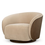 Fotel obrotowy Camerota, wykończenie walnut, sabino beige