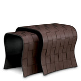 Stoliki boczne Marcello, dark brown faux leather, komplet 2 szt.