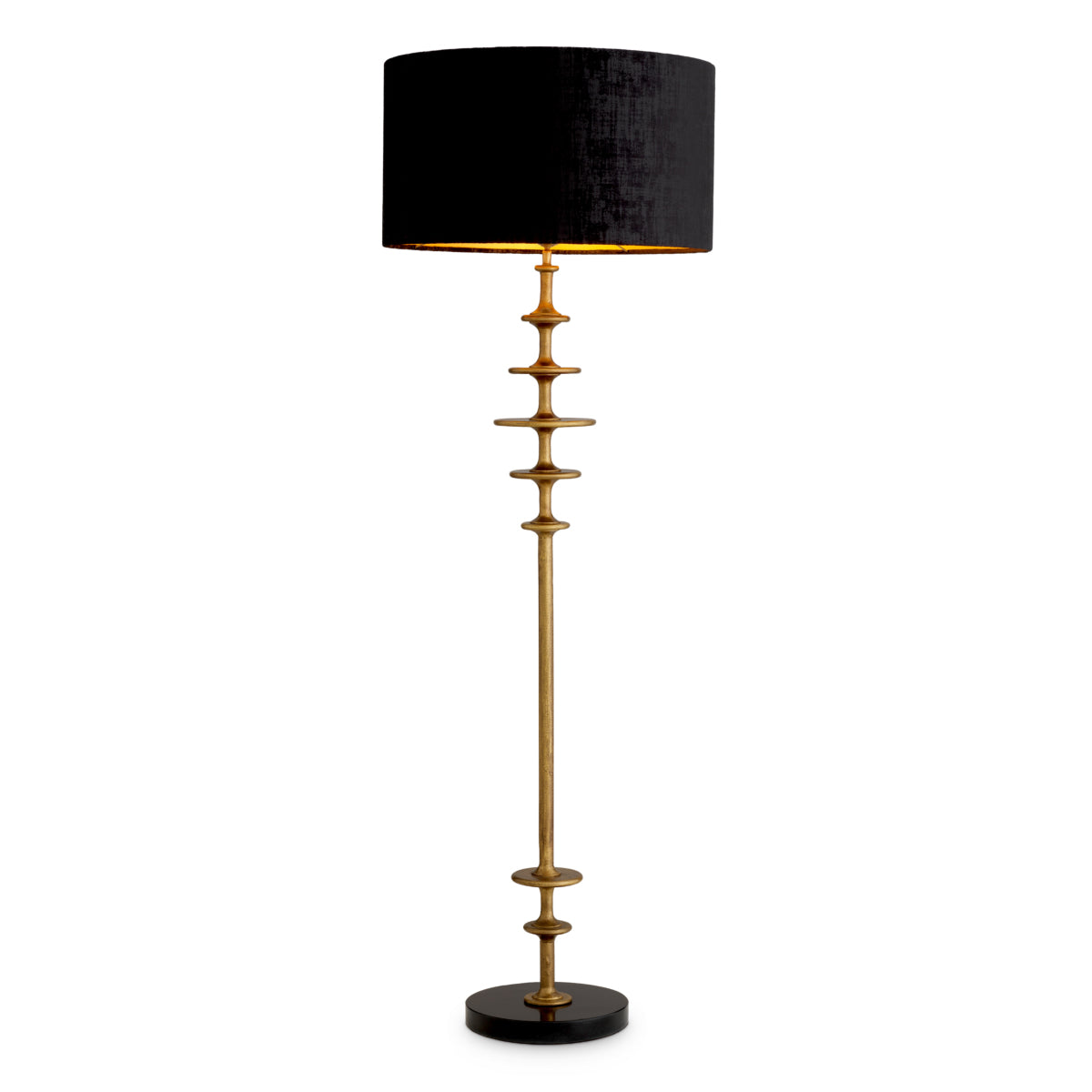 Lampa podłogowa Rosetti, wykończenie w mosiądzu vintage, klosz w zestawie
