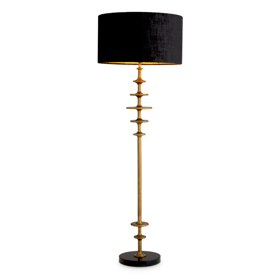 Lampa podłogowa Rosetti, wykończenie w mosiądzu vintage, klosz w zestawie