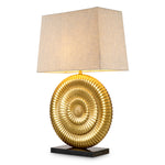 Lampa stołowa Ramble, wykończenie w stylu antycznego złota, w zestawie klosz