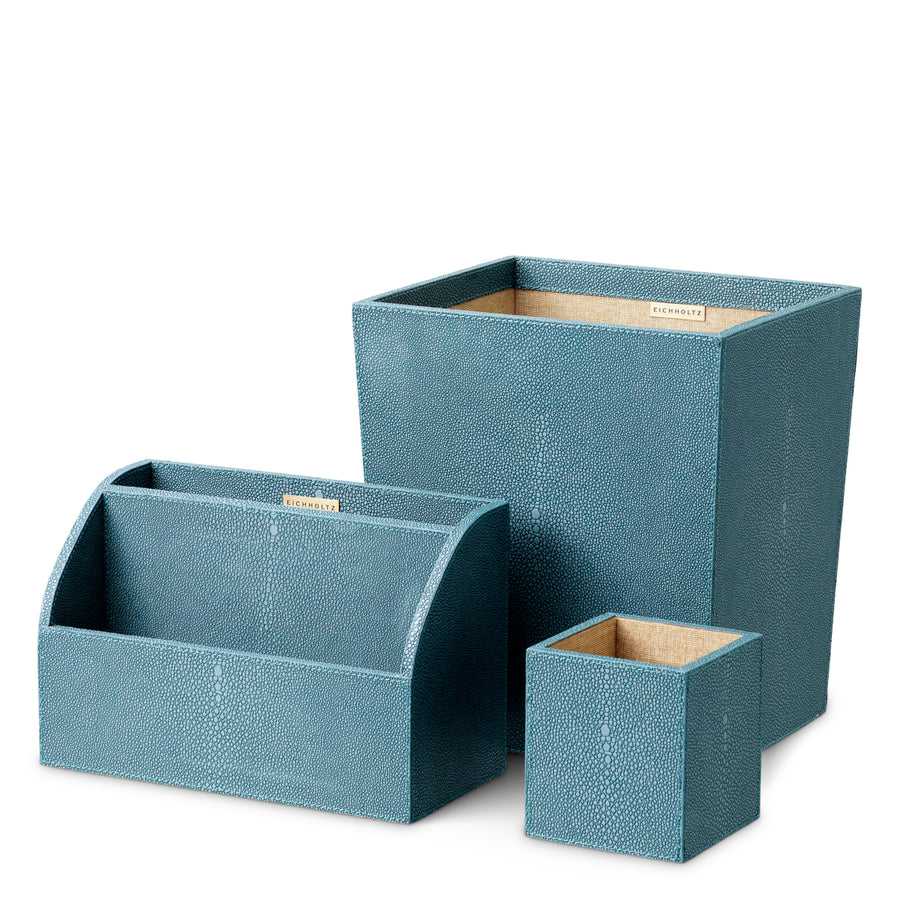 Zestaw biurkowy Scaleo | Faux Blue Shagreen | Zestaw 3 szt.