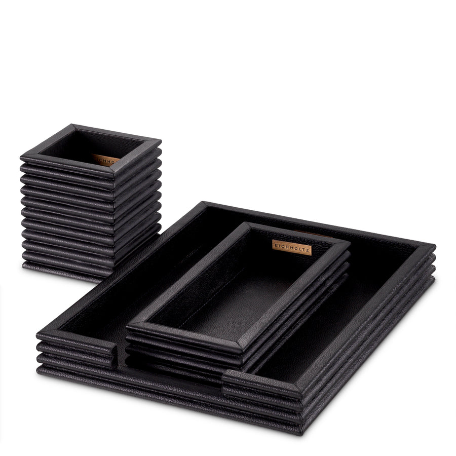 Zestaw biurkowy Elvane | Black Leather | Zestaw 3 szt.