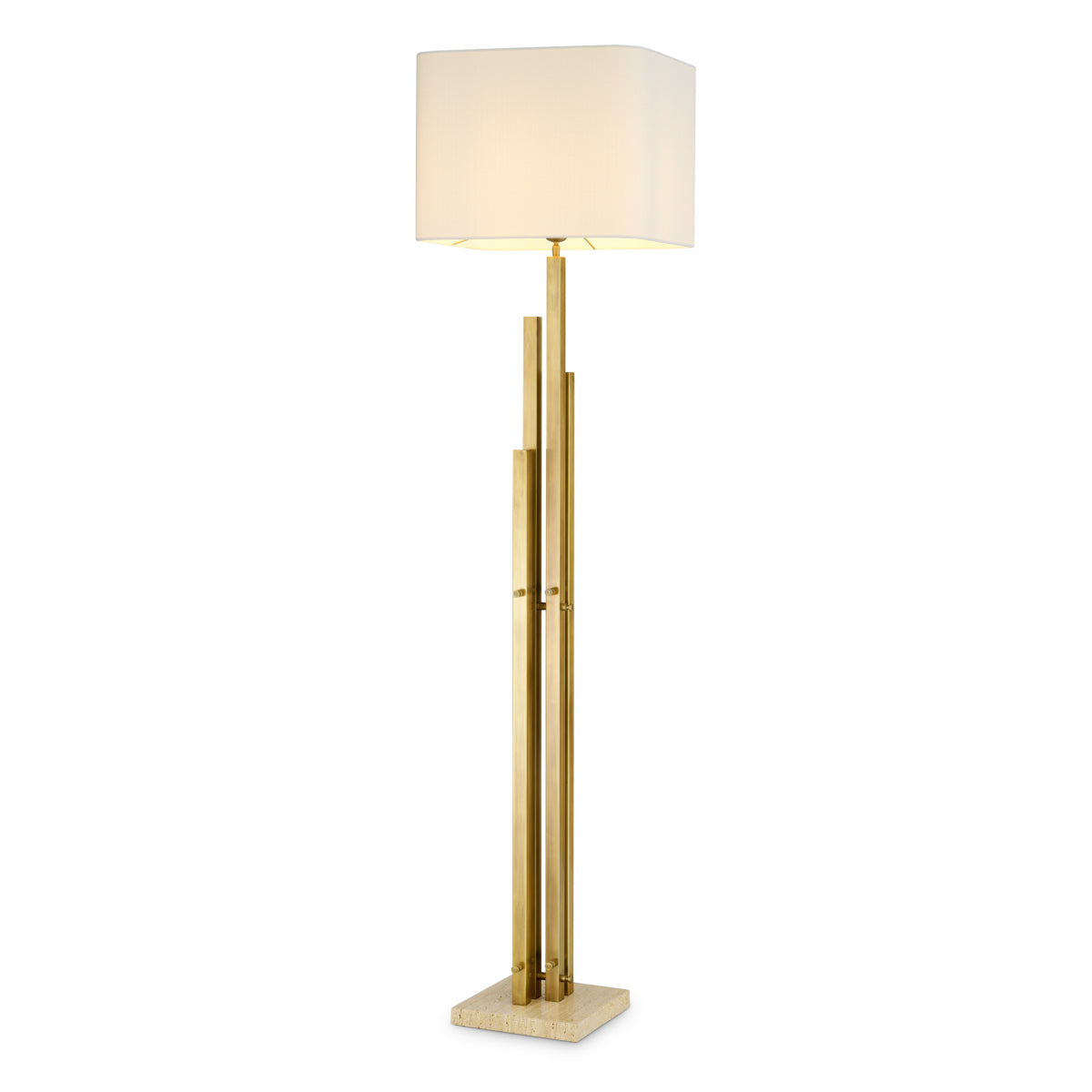 Lampa podłogowa Destino, wykończenie mosiądz vintage, z abażurem