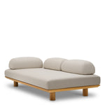 Sofa ogrodowa Nomade, naturalne drewno tekowe, tkanina Lucio piaskowa