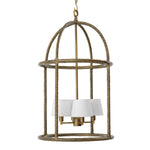 Lampa wisząca Montrose, wykończenie w stylu vintage mosiądzu, w zestawie białe klosze