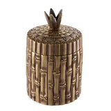 Pudełko Bamboo, okrągłe, wykończenie mosiądz vintage