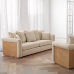 Sofa Amadeo, naturalna okleina dębowa, tkanina Renato ecru