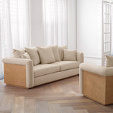 Sofa Amadeo, naturalna okleina dębowa, tkanina Renato ecru