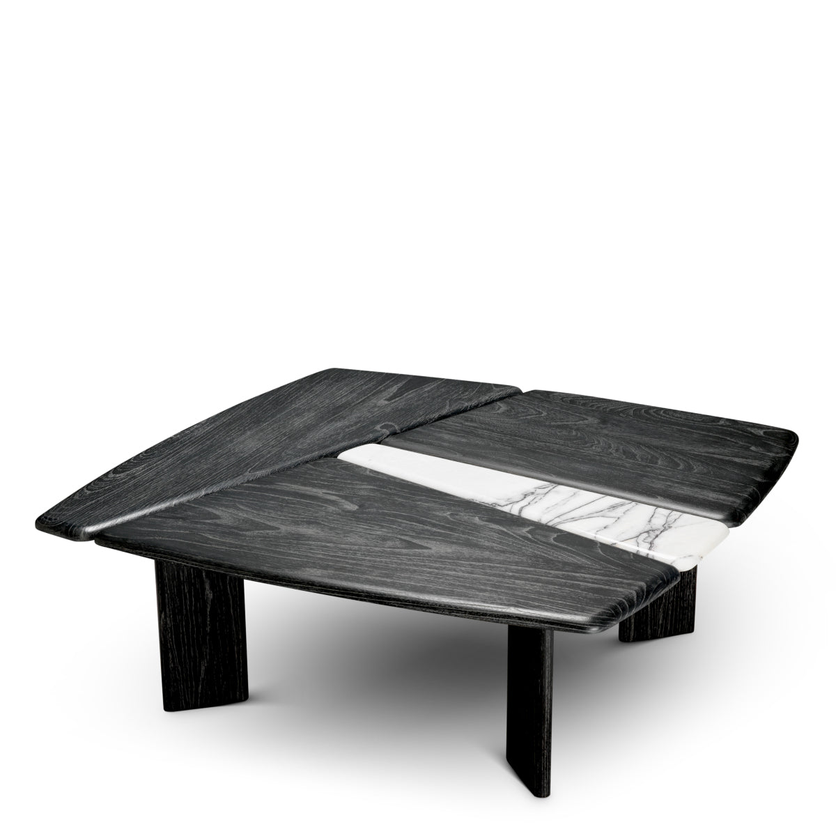 Stolik kawowy Brinton, charcoal grey, lite drewno, biały marmur